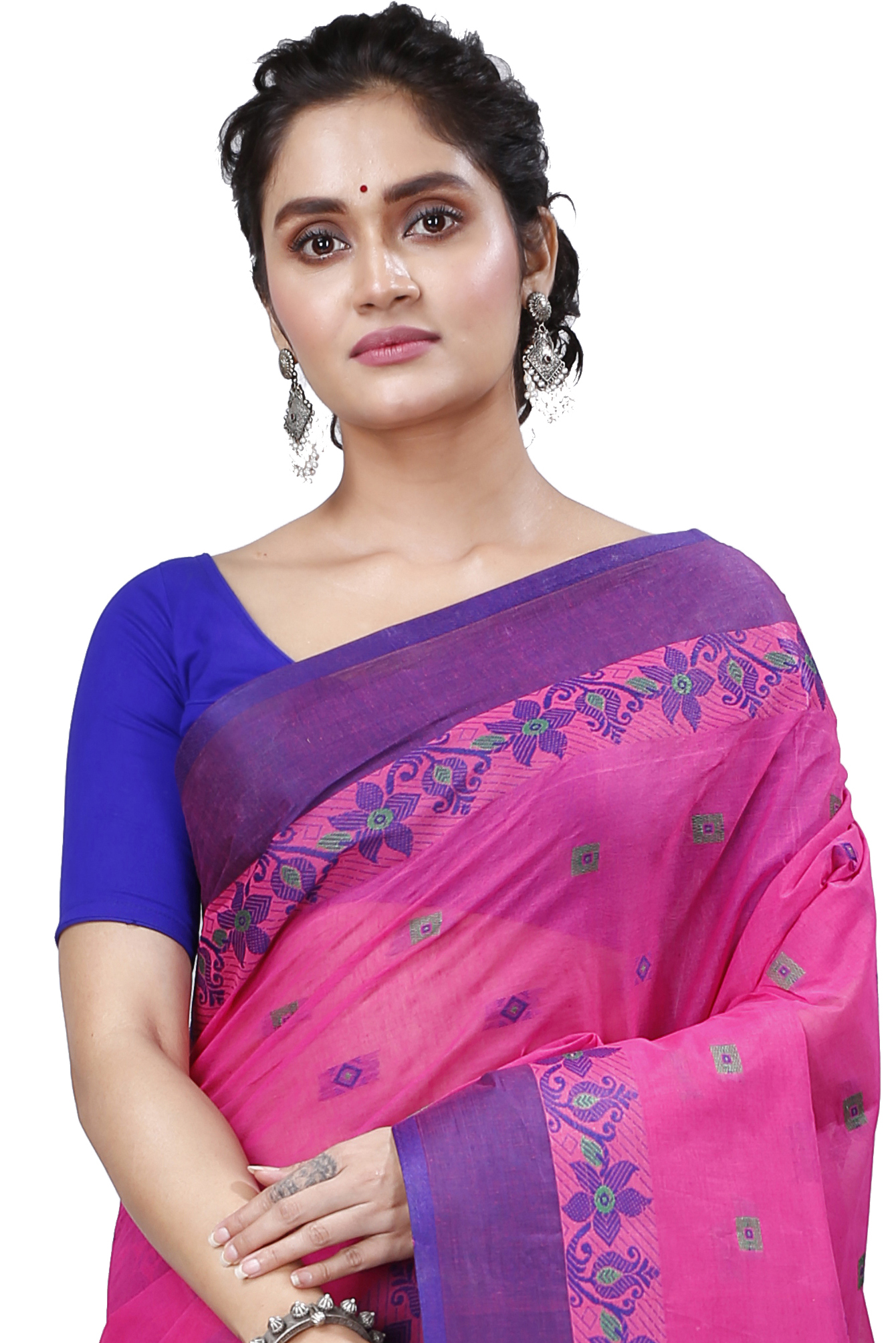 Purple Pure Cotton Ramala Tant Saree (962)